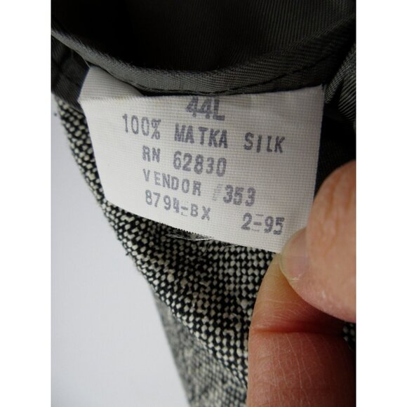 VINTAGE Lands End Sport Coat 44 Long Matka Silk Tweed Blazer 90s - Picture 11 of 12